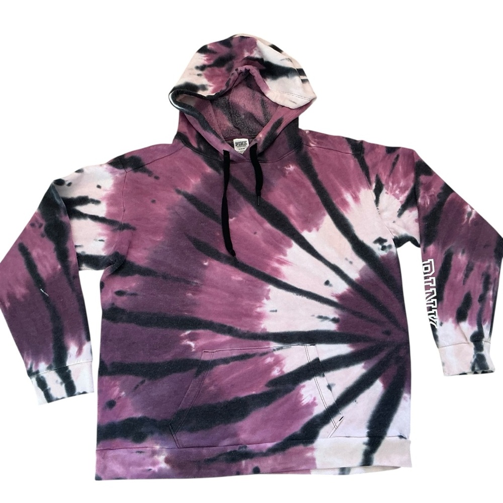 Victoria’s Secret PINK everyday campus lounge pullover hooded multi tie dye sz M